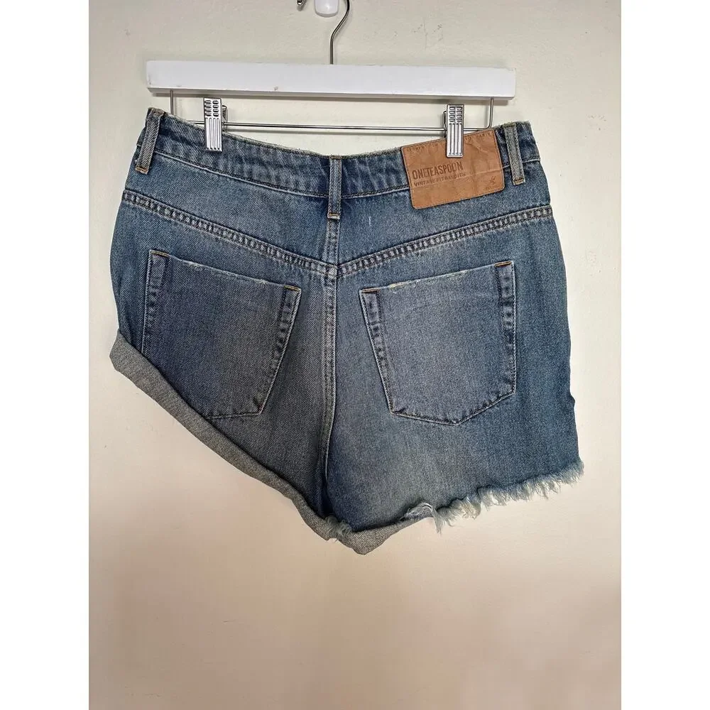 NWT One Teaspoon Sz26 Vintage Fit Bandits Cut Off Mid Rise Low Waist Jean Shorts